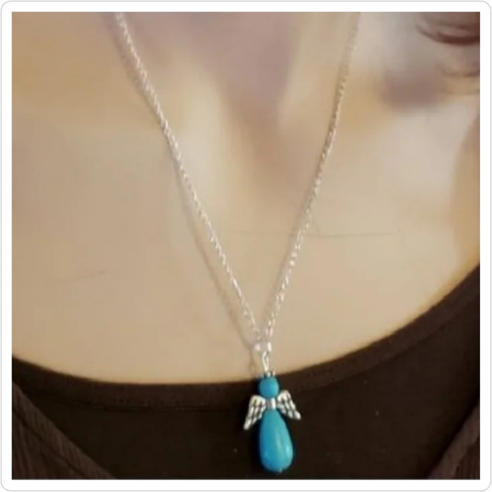 Handcrafted Magnesite Turquoise Angel Sterling Silver Jewelry Set